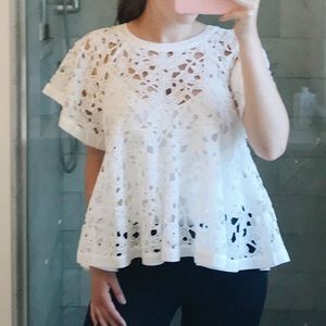 Anthropologie Eri + Ali Eyelet Top